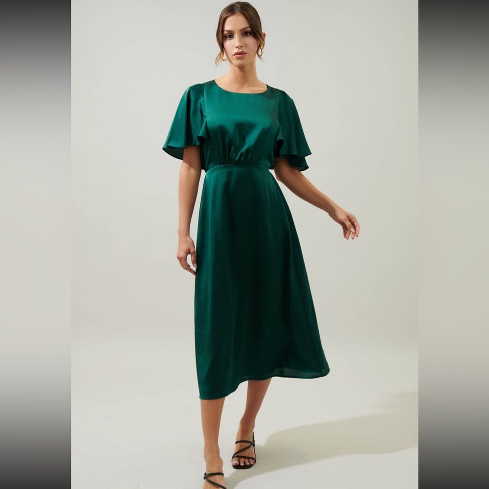 Green Satin Dress NWT